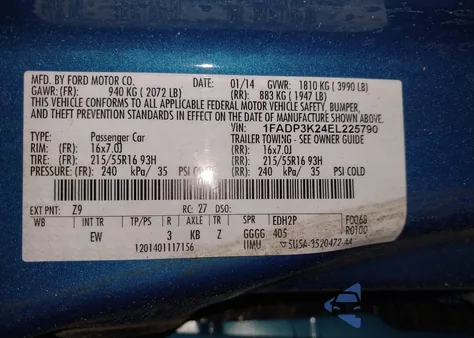 2014 Ford Focus Se из США, поврежденный, VIN 1FADP3K24EL225790